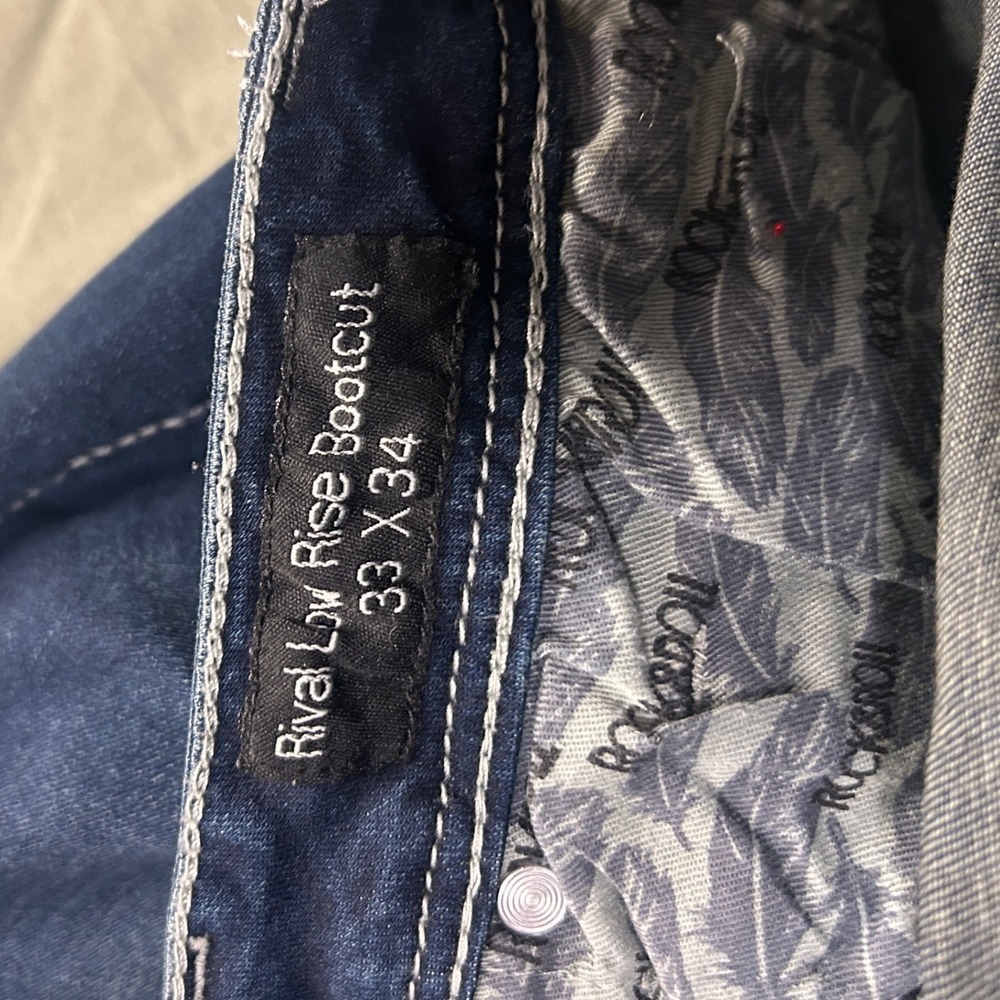 RockRoll Y2K Cowgirl Rival Boot cut Jeans Embellished Pockets 33x34 DarkWash - Picture 6 of 8